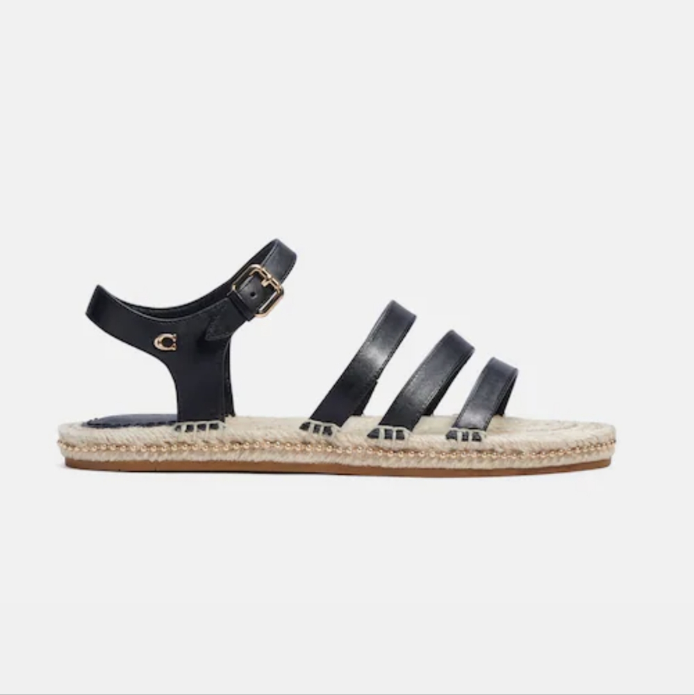 Coach Carissa Espadrille Strappy Leather Sandals Size 9 New in Box ❤ - Picture 4 of 5
